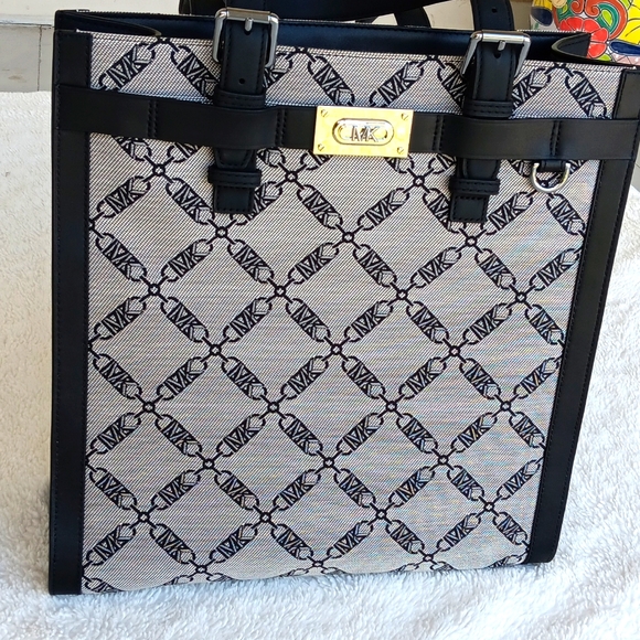 Michael Kors Hudson Empire logo jacquard large unisex travel tote - Picture 1 of 16